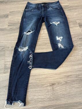 KanCan Dark Indigo Distressed Skinny Jeans